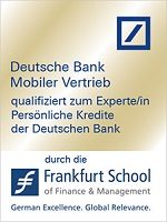 Expertensiegel für Persönliche Kredite Zertifikat qualifiziert zur Expertin Persönliche Vorsorge der Deutschen Bank