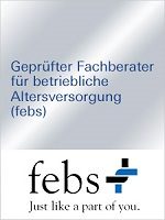 Siegel des Fachberaters für betriebliche Altersversorgung (febs) Zertifikat qualifiziert zur geprüften Fachberaterin für betriebliche Altersversorgung (febs)