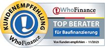 Kundenempfehlung WhoFinance Top Berater Baufinanzierung 2023