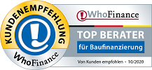 Kundenempfehlung WhoFinance Top Berater 2020 Baufinanzierung