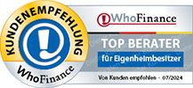 Kundenempfehlung WhoFinance Top Berater für Eigenheimbesitzer 2024