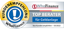 Top Berater für Geldanlage - Von Kunden empfohlen: 03/2022