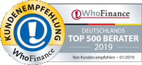Kundenempfehlung WhoFinance Top 500 Berater 2019